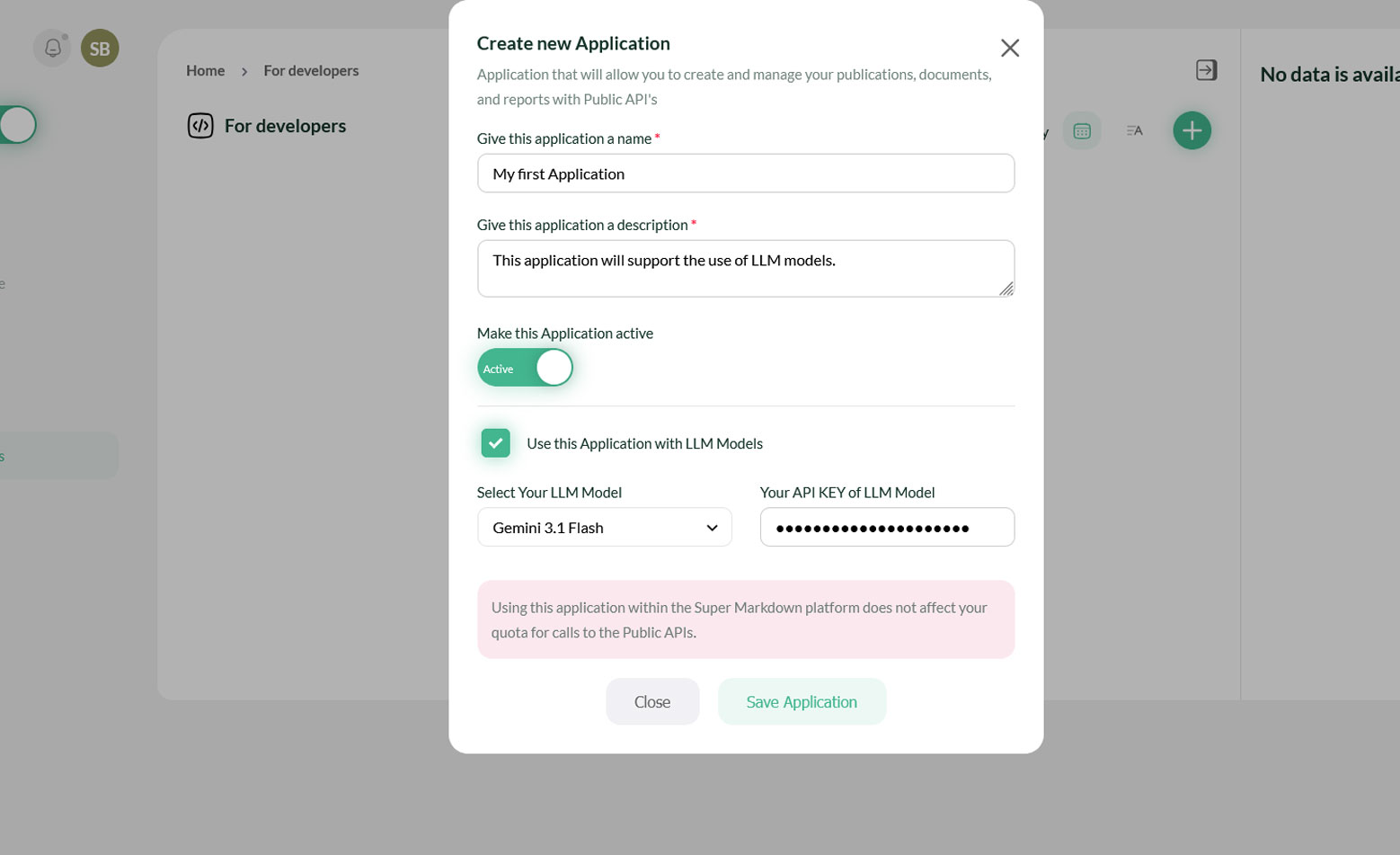 Create application